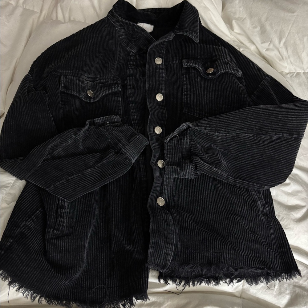 Women’s Boutique Entro Large Black Corduroy Jacket with Pockets